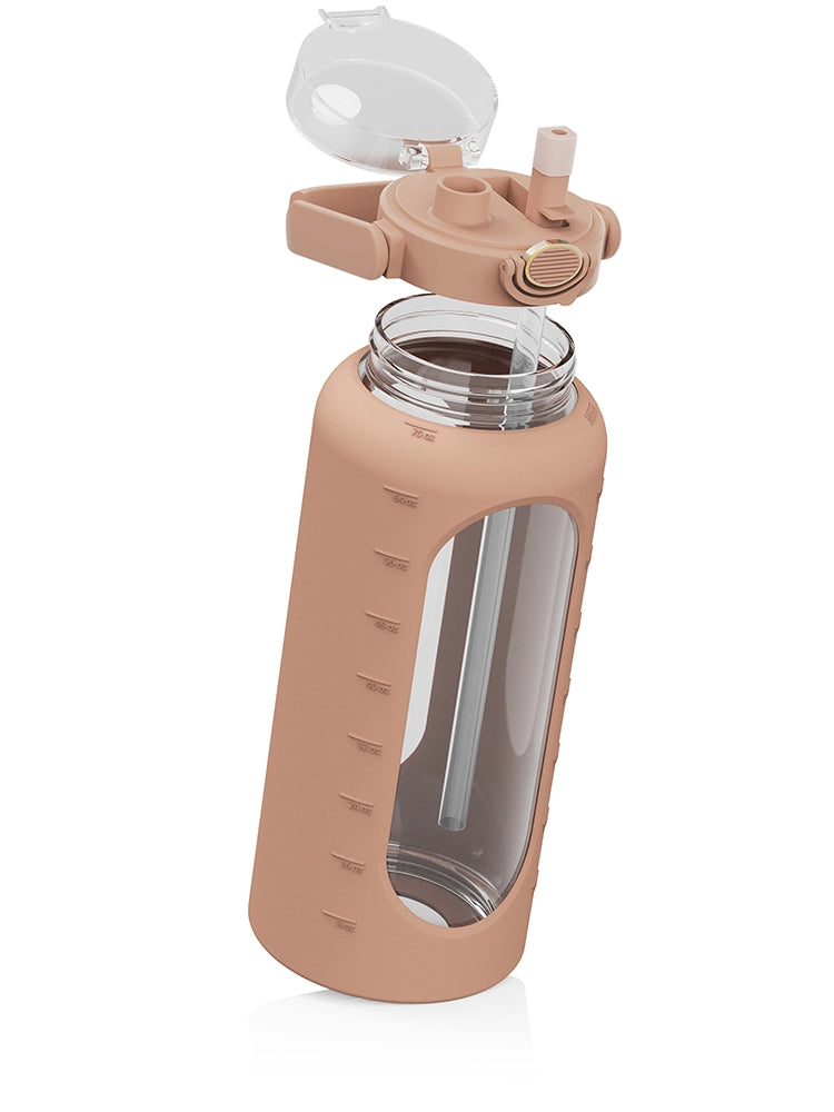 Trinkflasche Glas mit Silikonhülle 2 Liter