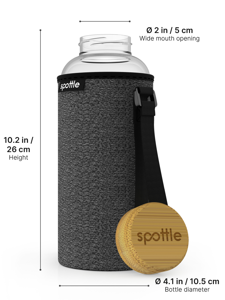 Glass water bottle with neoprene sleeve 1.5 L (50oz)