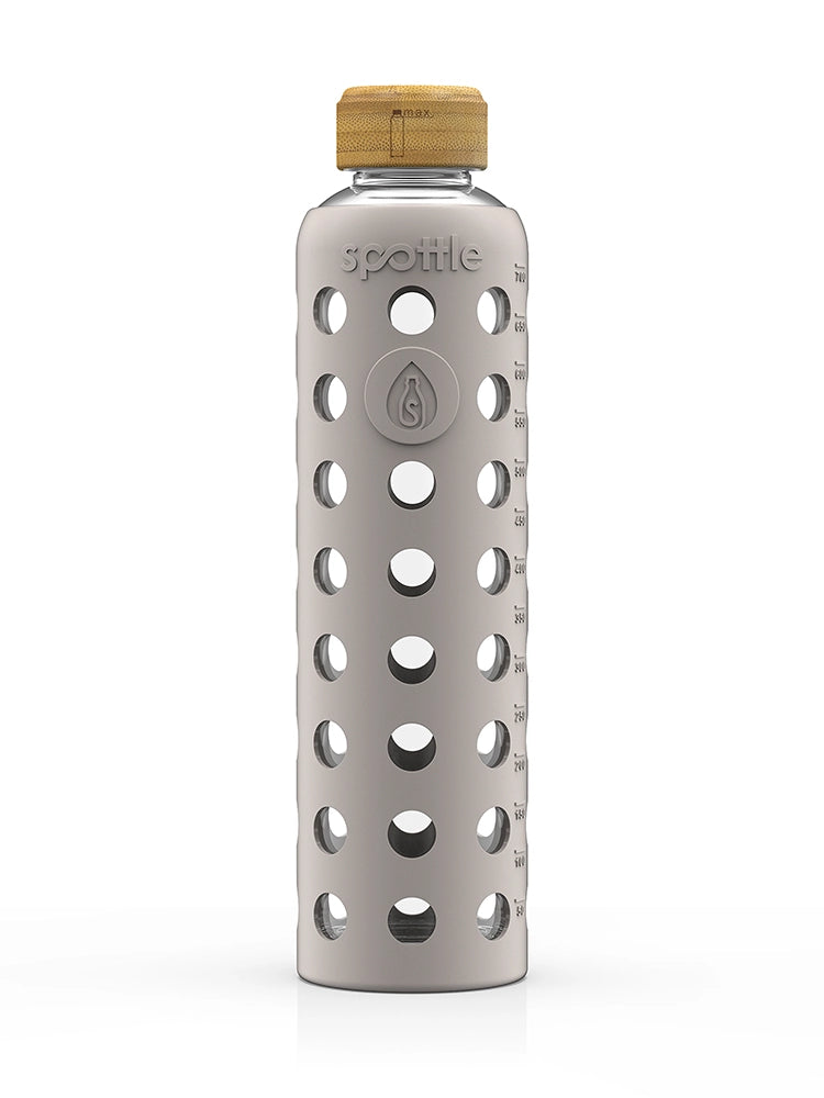 Trinkflasche Glas mit Silikonhülle & Bambusdeckel – 750 ml