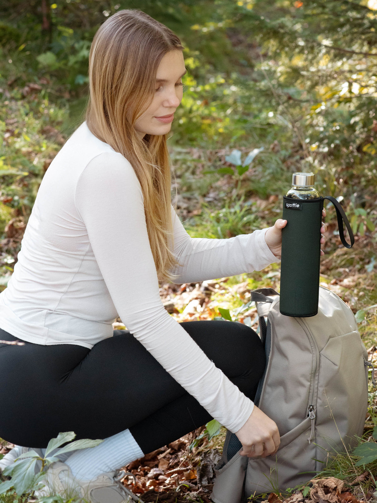 Trinkflasche Glas mit Neoprenhülle – 1 Liter