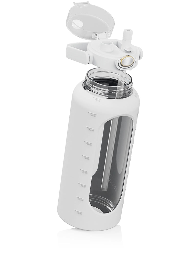 Trinkflasche Glas mit Silikonhülle 2 Liter