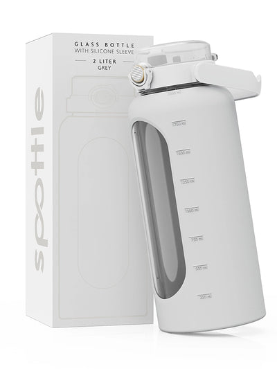 Glass water bottle with silicone sleeve 2 L