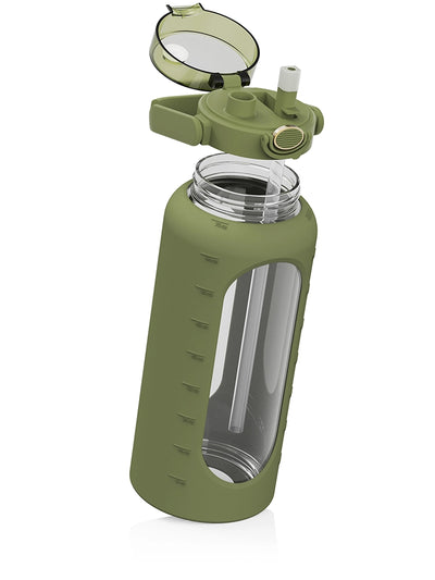 Trinkflasche Glas mit Silikonhülle 2 Liter