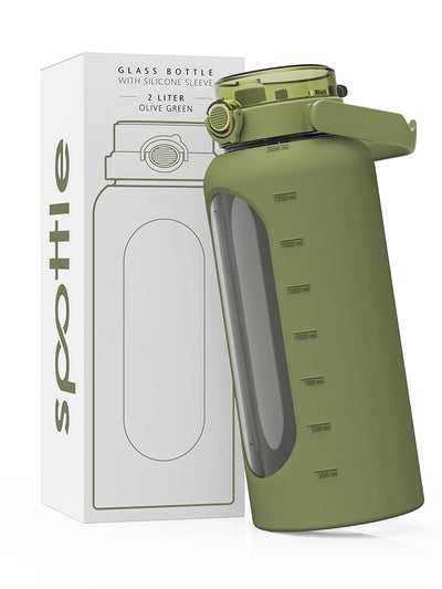 Trinkflasche Glas mit Silikonhülle 2 Liter