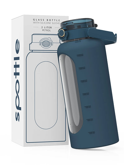 Trinkflasche Glas mit Silikonhülle 2 Liter