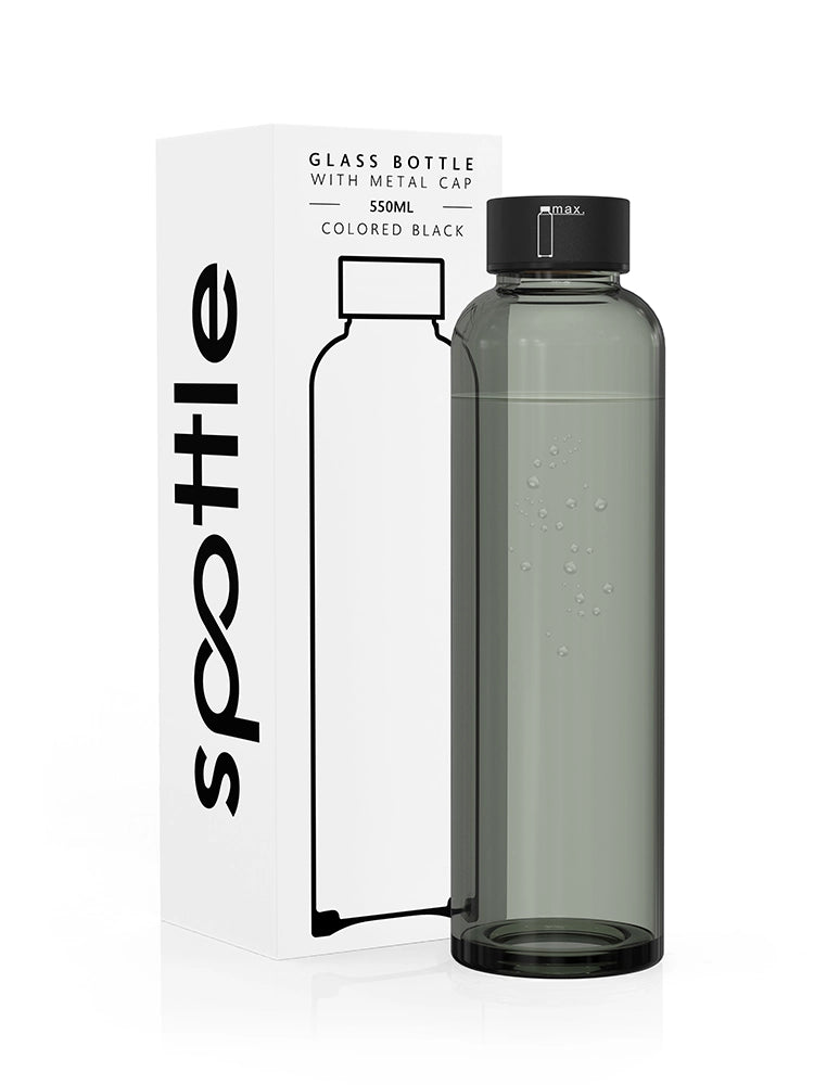 Schwarze Trinkflasche aus Glas – 500 ml