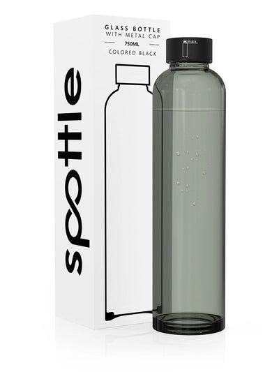 Schwarze Trinkflasche aus Glas – 750 ml