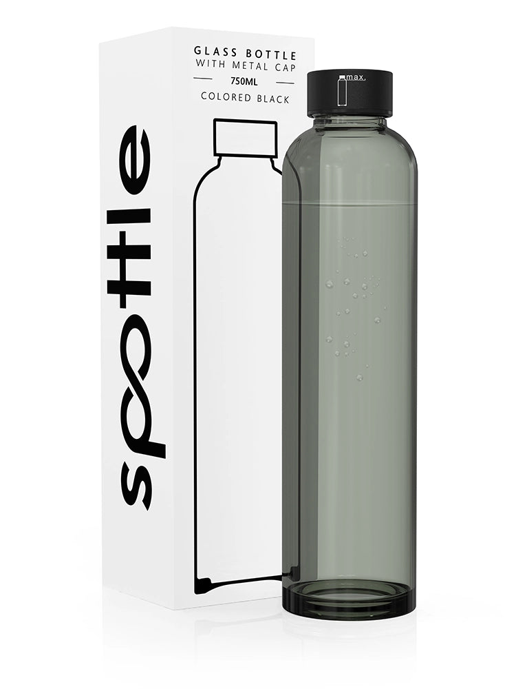Schwarze Trinkflasche aus Glas – 750 ml
