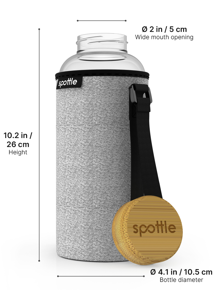 Glass water bottle with neoprene sleeve 1.5 L