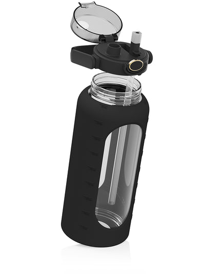 Trinkflasche Glas mit Silikonhülle 2 Liter