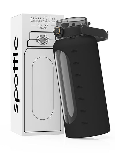Trinkflasche Glas mit Silikonhülle 2 Liter