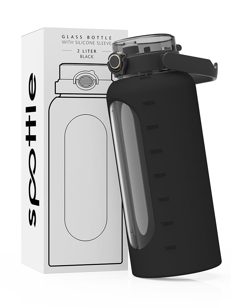 Trinkflasche Glas mit Silikonhülle 2 Liter