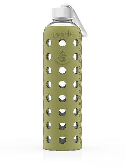 Glass water bottle with silicone sleeve – 1 L (32oz)