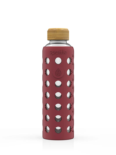 Trinkflasche Glas mit Silikonhülle & Bambusdeckel – 500 ml