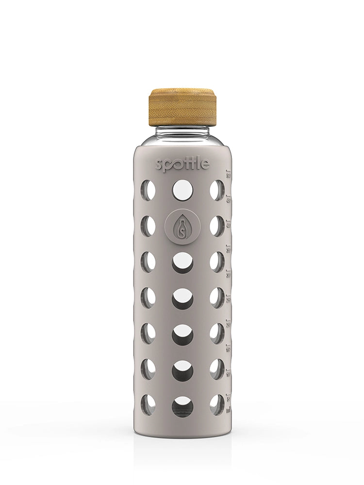 Trinkflasche Glas mit Silikonhülle & Bambusdeckel – 500 ml