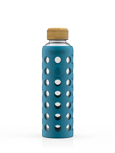 Trinkflasche Glas mit Silikonhülle & Bambusdeckel – 500 ml