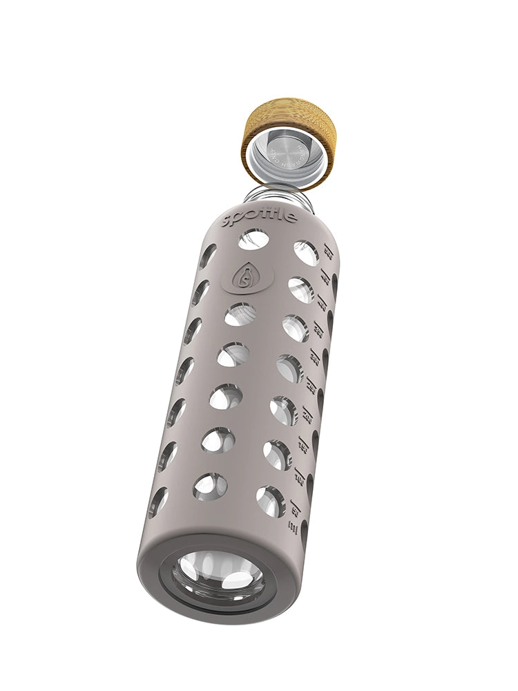 Trinkflasche Glas mit Silikonhülle & Bambusdeckel – 500 ml