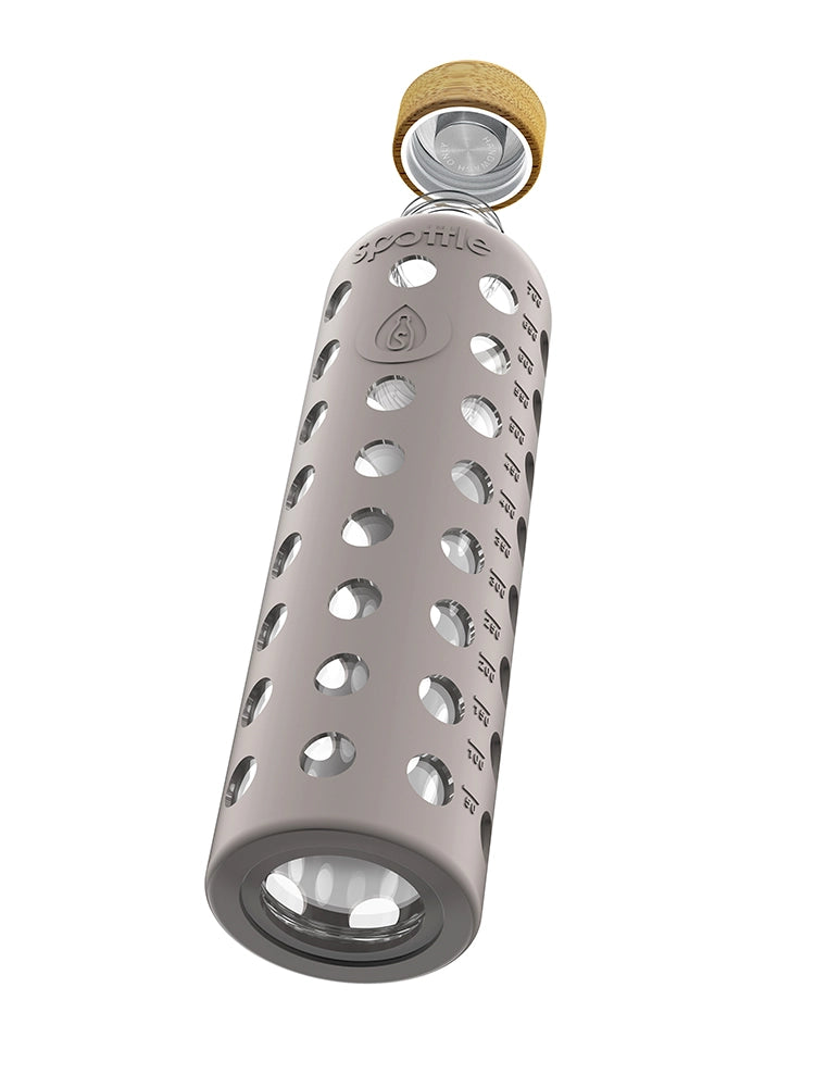 Trinkflasche Glas mit Silikonhülle & Bambusdeckel – 750 ml