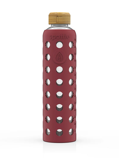 Trinkflasche Glas mit Silikonhülle & Bambusdeckel – 750 ml